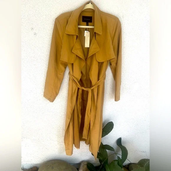 NWT Banana republic trench coat soft toffee color no buttons down front w/ belt - Picture 2 of 5